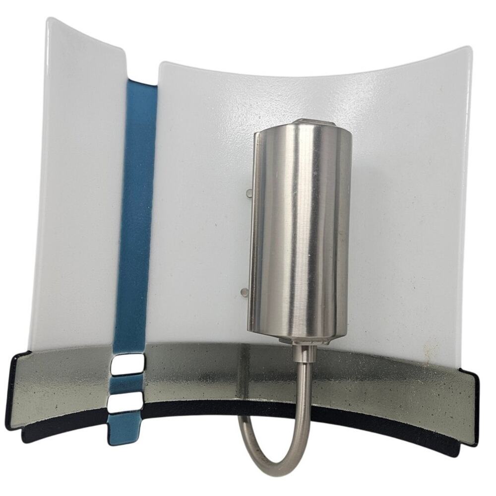 Forecast Lighting Co. Blown Glass Wall Sconce Wired Modern Silver White Blue
